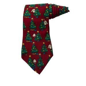 Peanuts Tis The Season Christmas Snoopy Woodstock Santa Claus Vintage Necktie